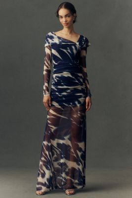 Ronny Kobo Scorpio Mock-Neck Ruched Jersey Maxi Dress | Anthropologie