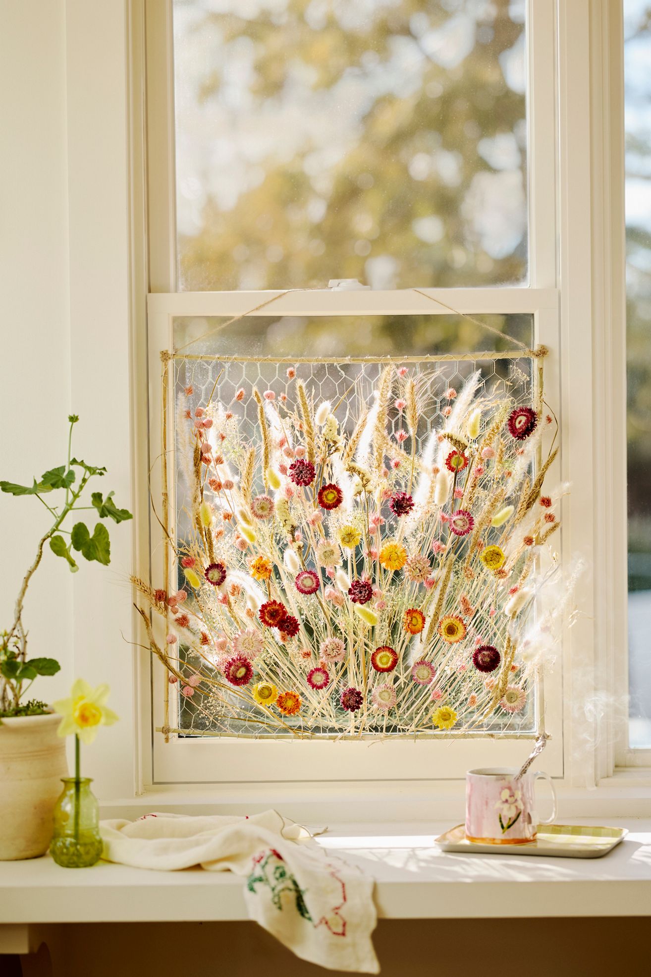 Dried Floral Hanging Frame - Multi, 30"
