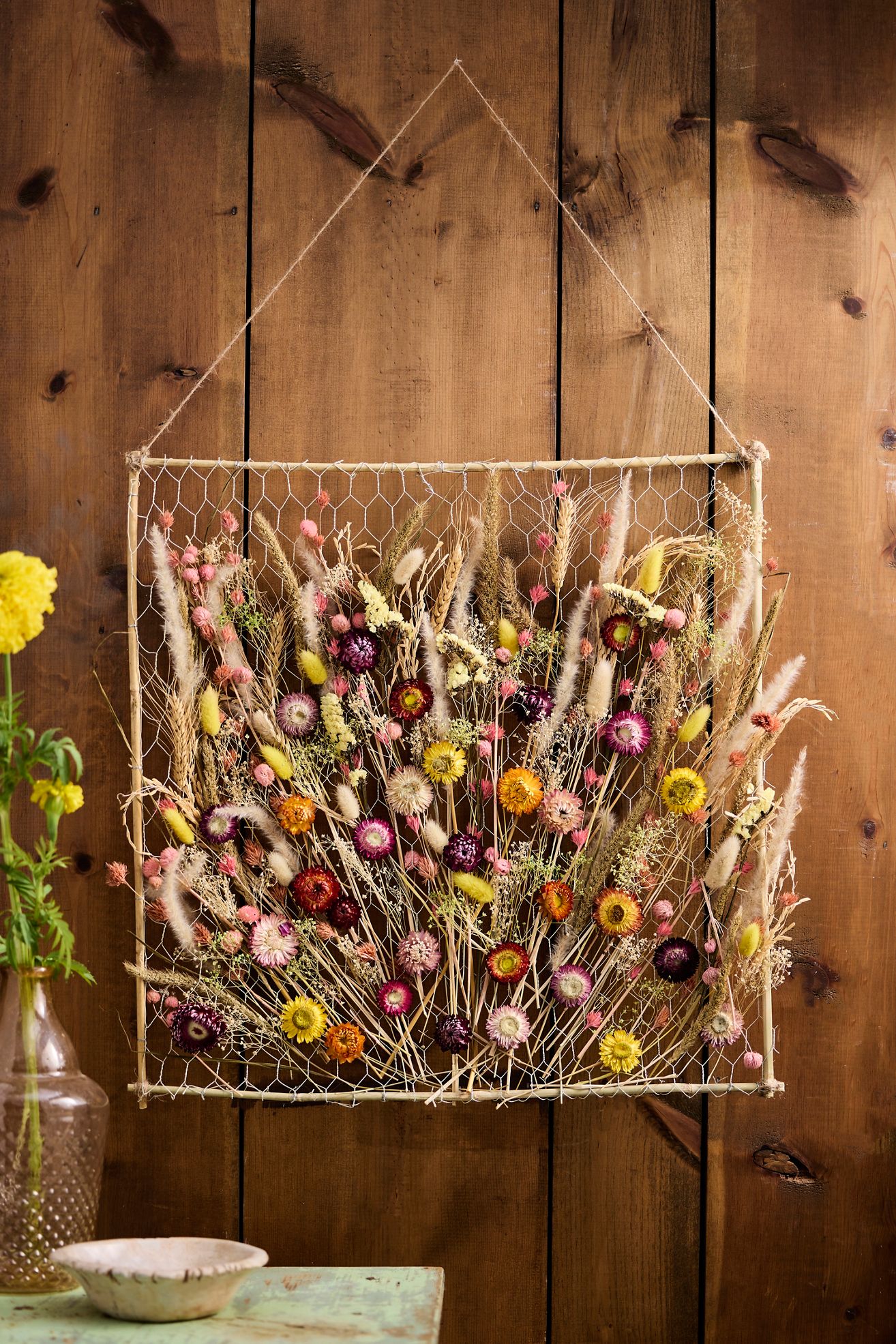 Dried Floral Hanging Frame - Multi, Standard, 31"