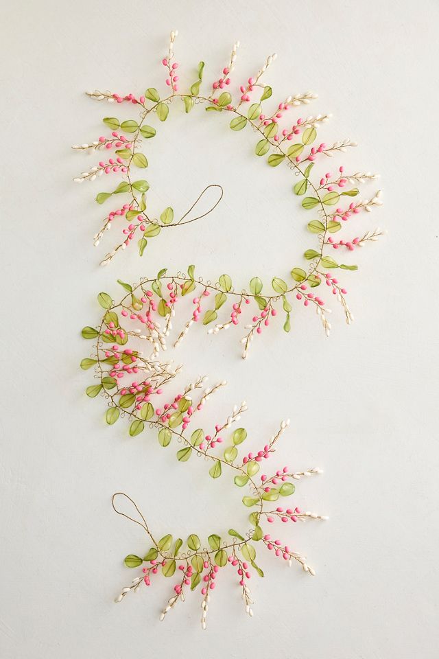 Beaded Pink Floral Garland #2