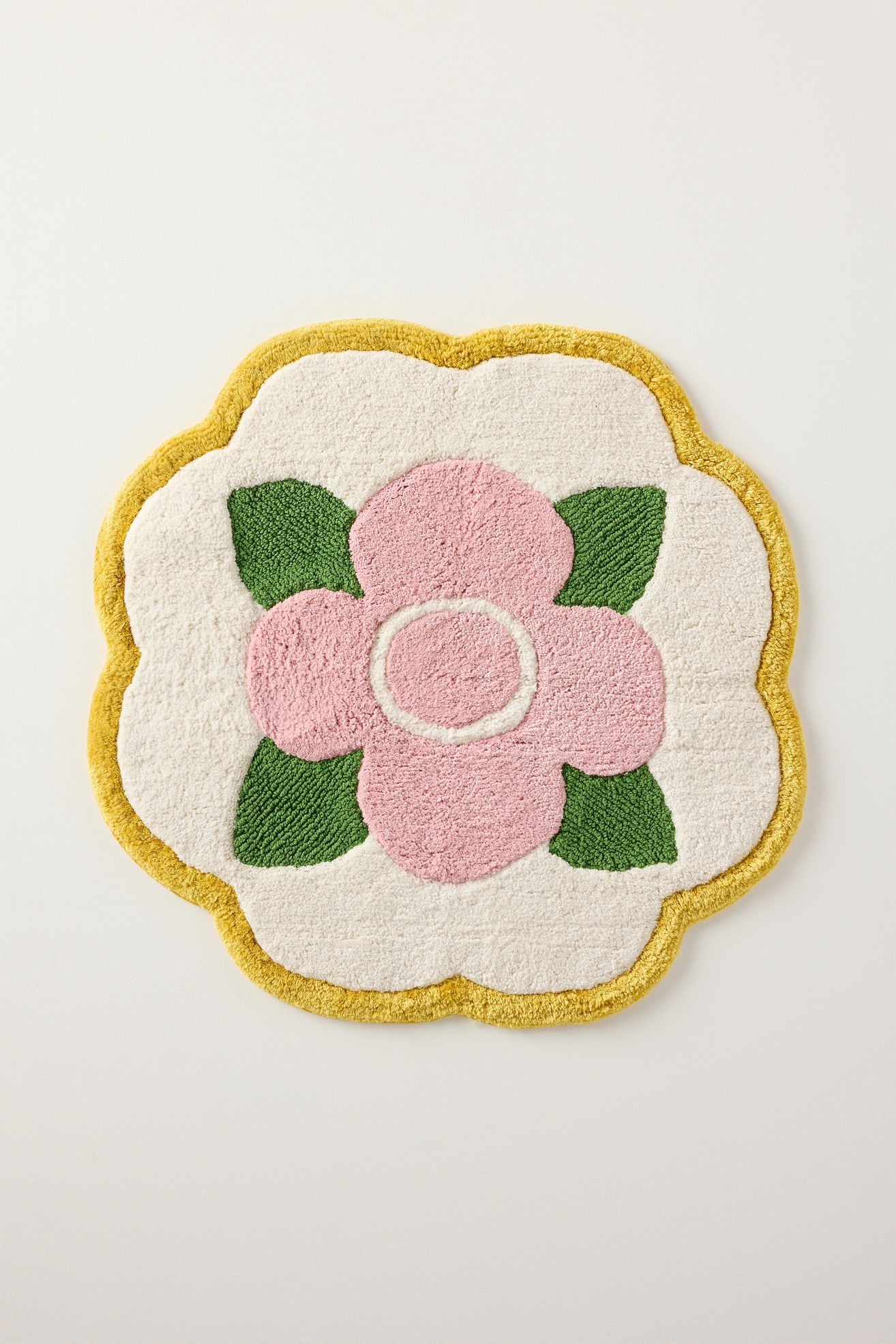 Anthropologie | Flora Cotton Tufted Scallop Shaped Bath Mat - Maize, Shaped