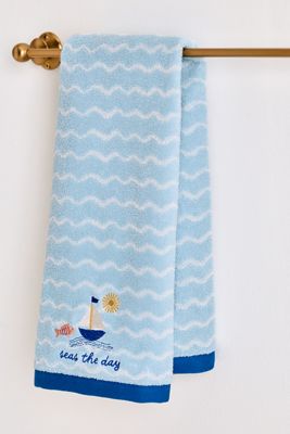 Seaside Cotton Embroidered Icon Hand Towels