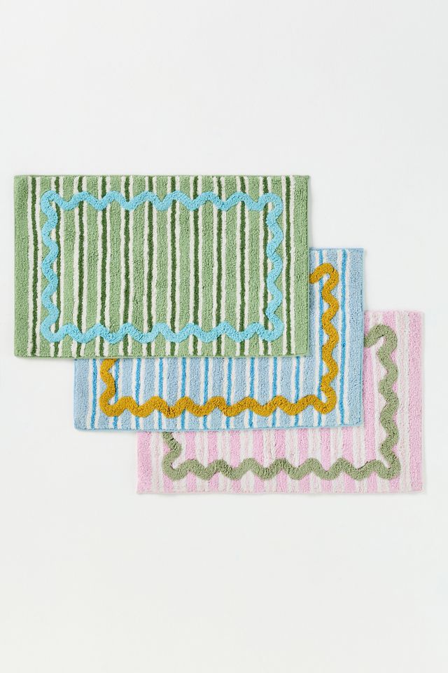 Maeve Madeline Cotton Tufted Stripe Scallop Bath Mat #1