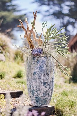 Canyon Blue Ceramic Tall Egg Planter