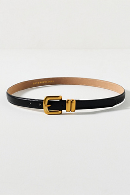 Anthropologie Beige Belt with Sculpted Gold-Tone Buckle Oval Buckle Belt | Anthropologie main image 3