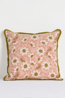 Cojín Floral con Volantes Estampado de Algodón Reece