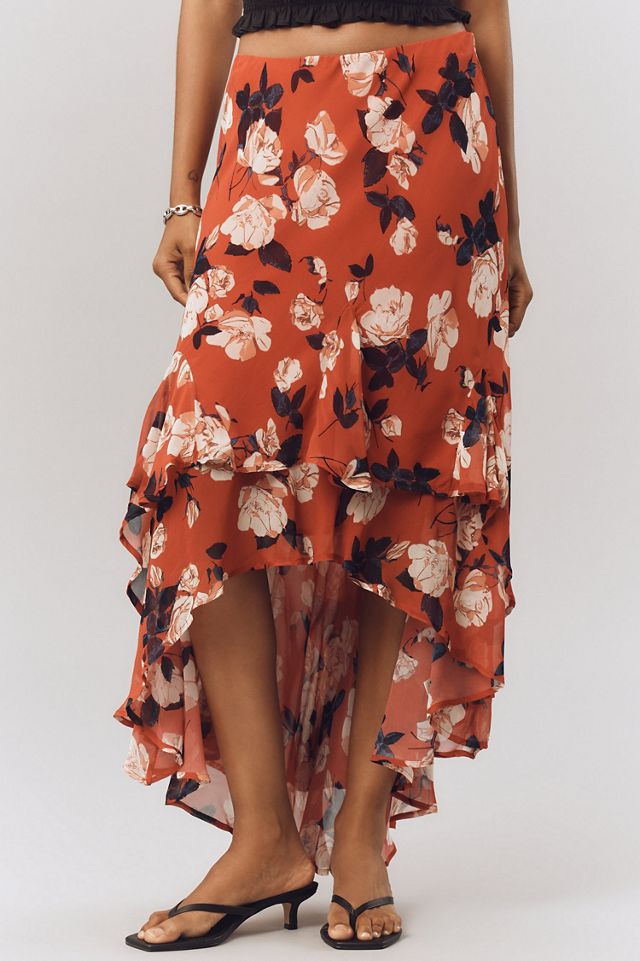 Maeve Asymmetric Ruffled High-Low Skirt #1