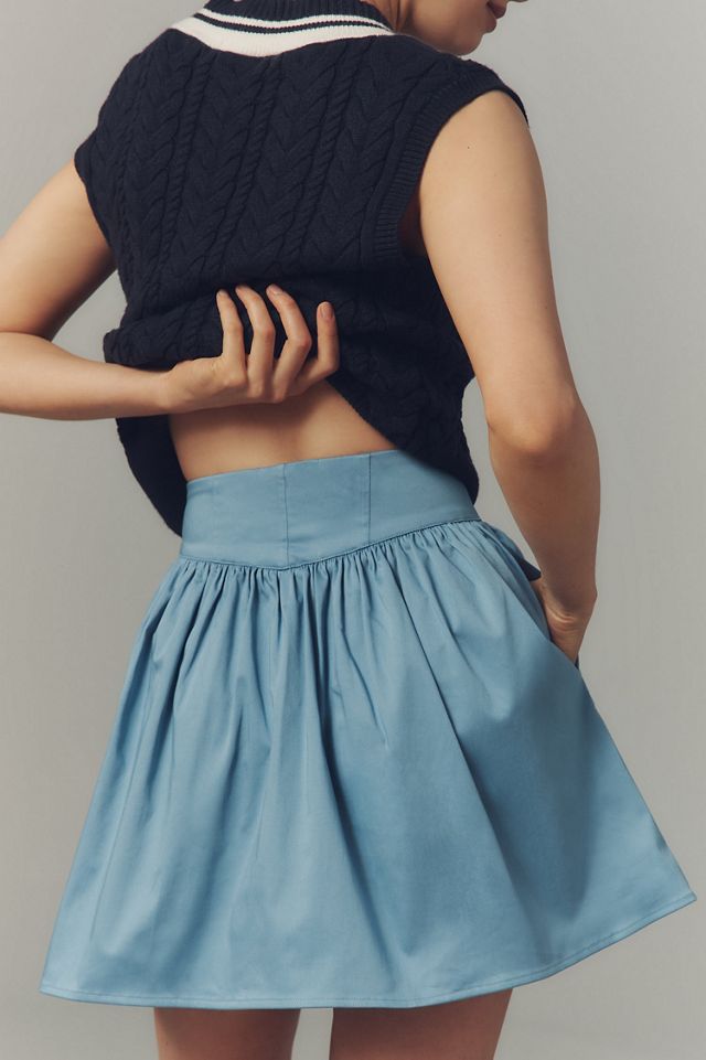 Maeve Basque-Waist Buttondown Mini Skirt #1