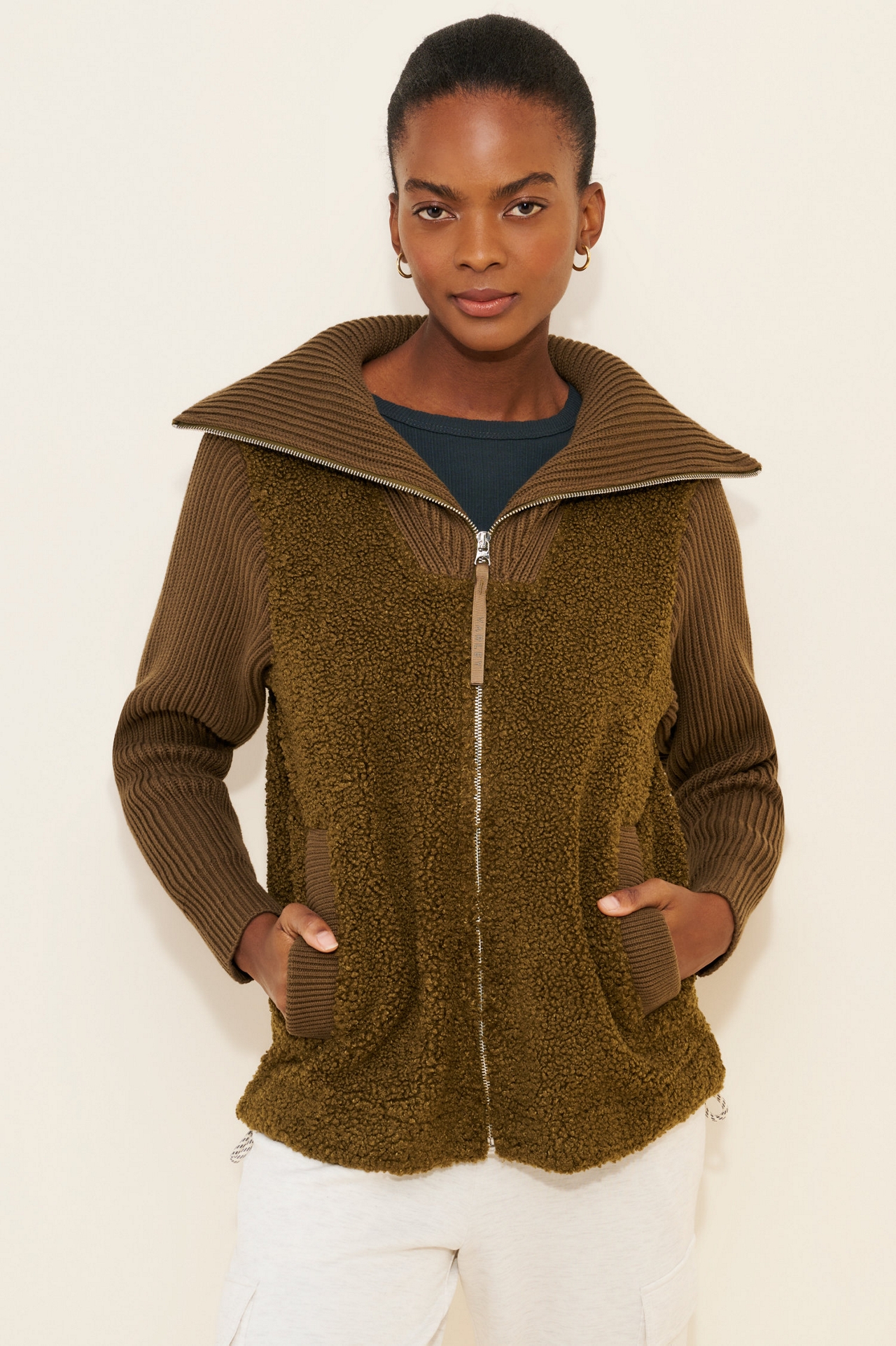 Varley Ardley Zip-Through Mixed Media Jacket