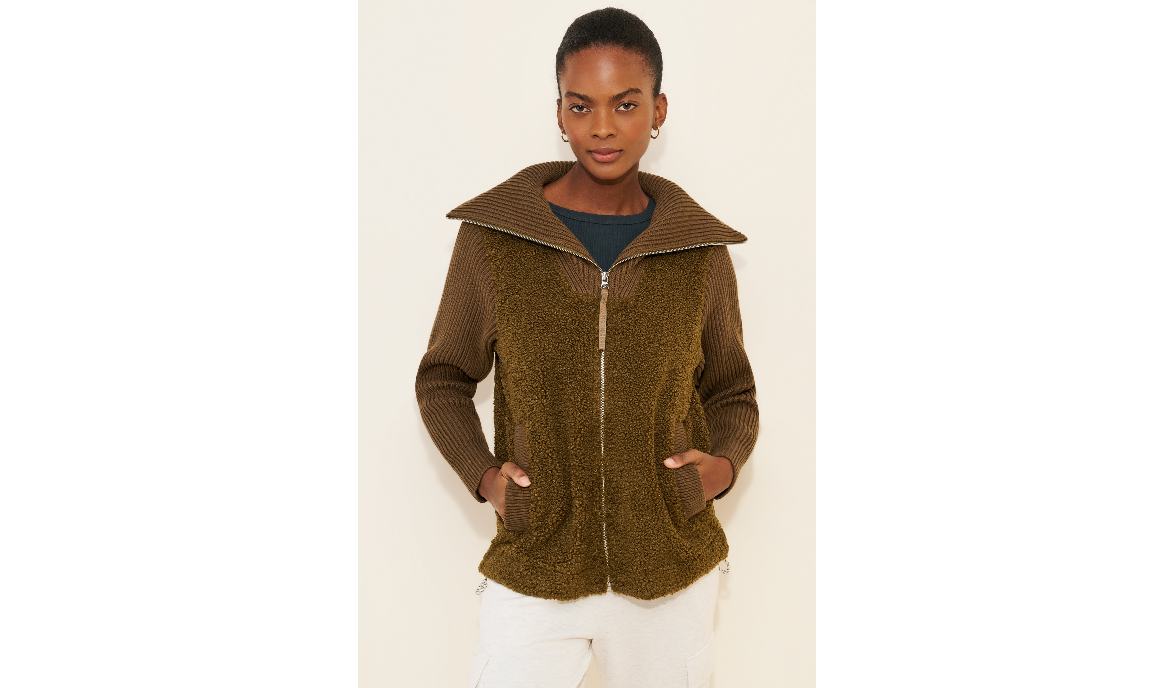 Varley Ardley Zip-Through Mixed Media Jacket