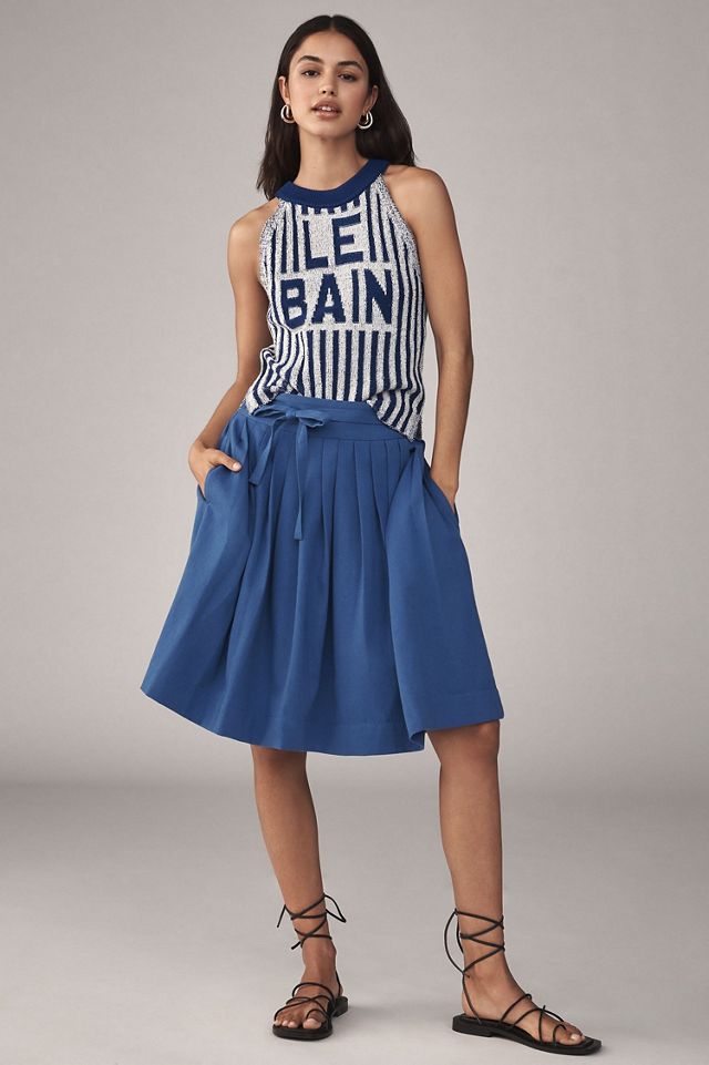 Maeve Bow Front Pleated Knee-Length Skirt #2