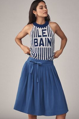 Maeve Bow Front Pleated Knee-Length Skirt