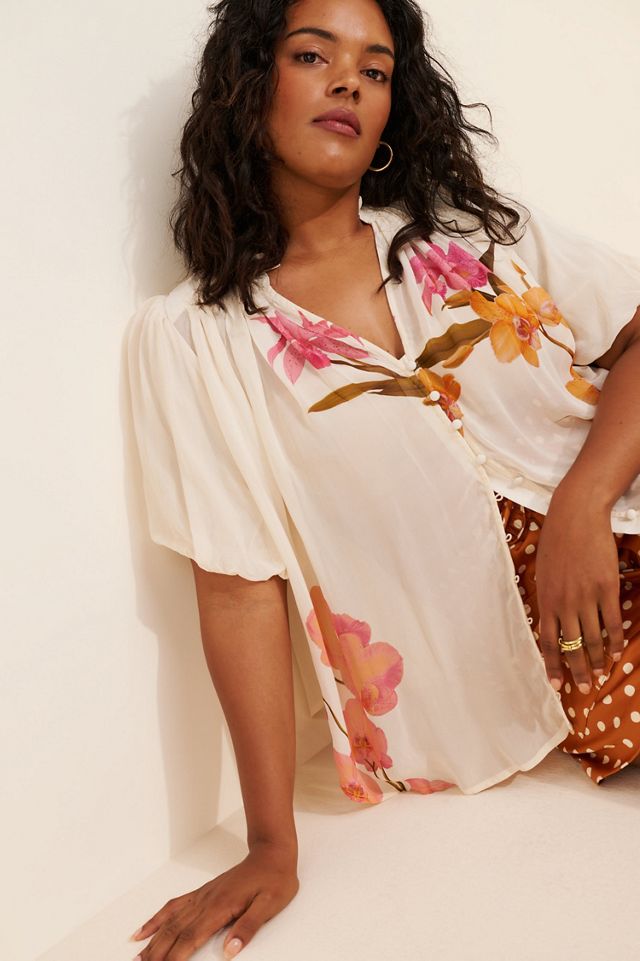 The Estela Sheer Printed Blouse: Short-Sleeve Edition #3