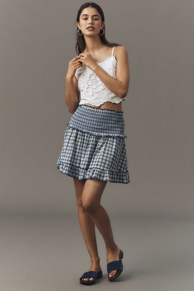 Maeve Smocked Flounce Mini Skirt #3