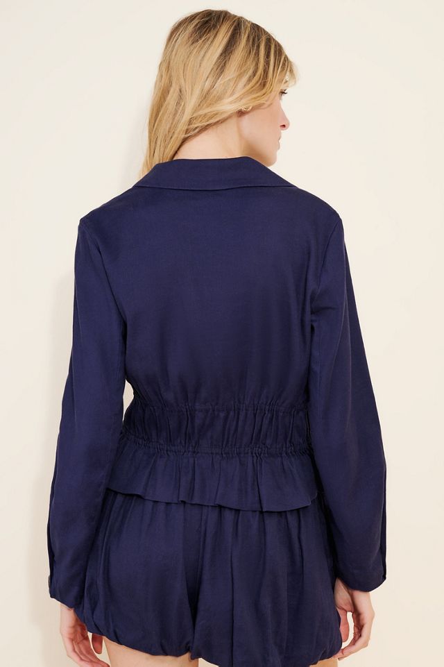 Maeve Ruched Linen Blend Blazer #1