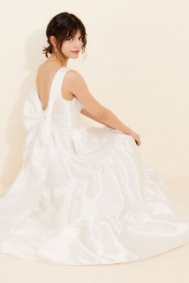 BHLDN Sydney Corset Fit-and-Flare Taffeta Midi Dress | Anthropologie