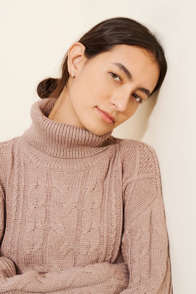 Flat White Fringe Turtleneck Sweater #2