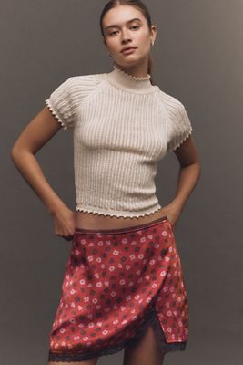 Maeve Lace-Trim Mini Slip Skirt