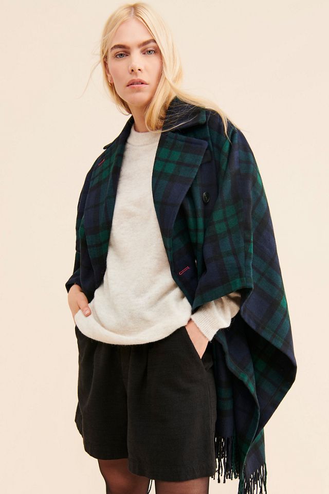 Avec Les Filles Plaid Double-Face Poncho #2