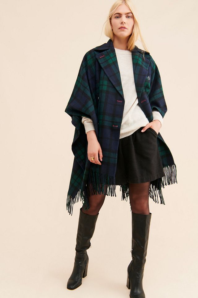 Avec Les Filles Plaid Double-Face Poncho #1