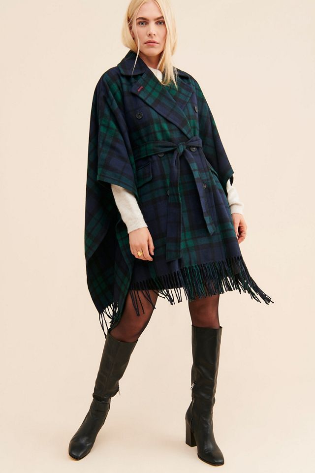 Avec Les Filles Plaid Double-Face Poncho #3
