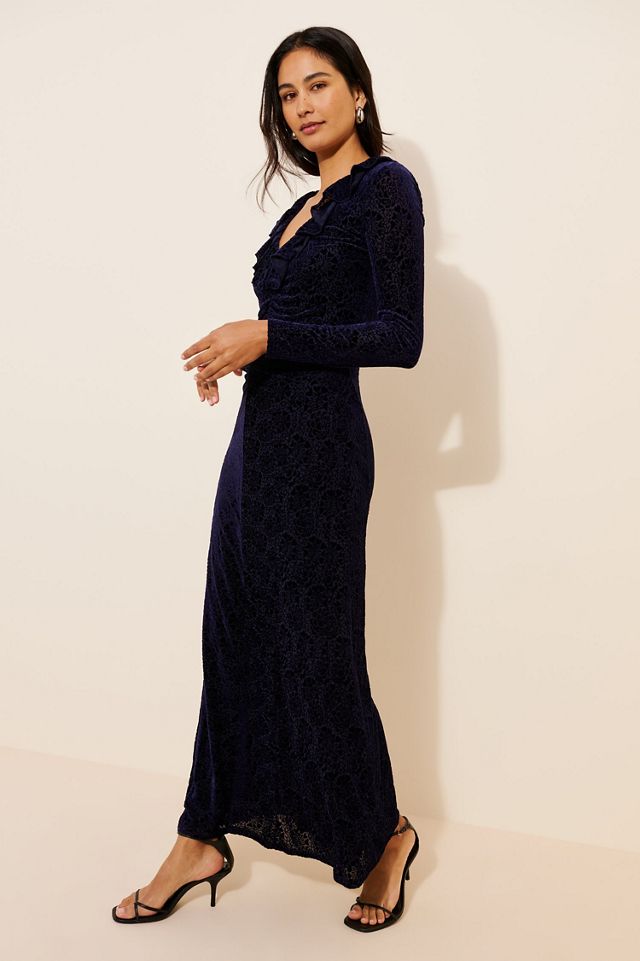 Velvet Ruched Maxi Dress #3