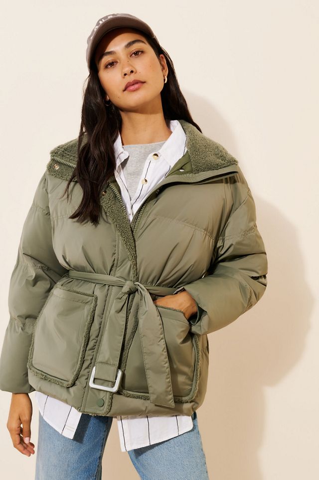Line + Dot Belted Puffer Jacket #1