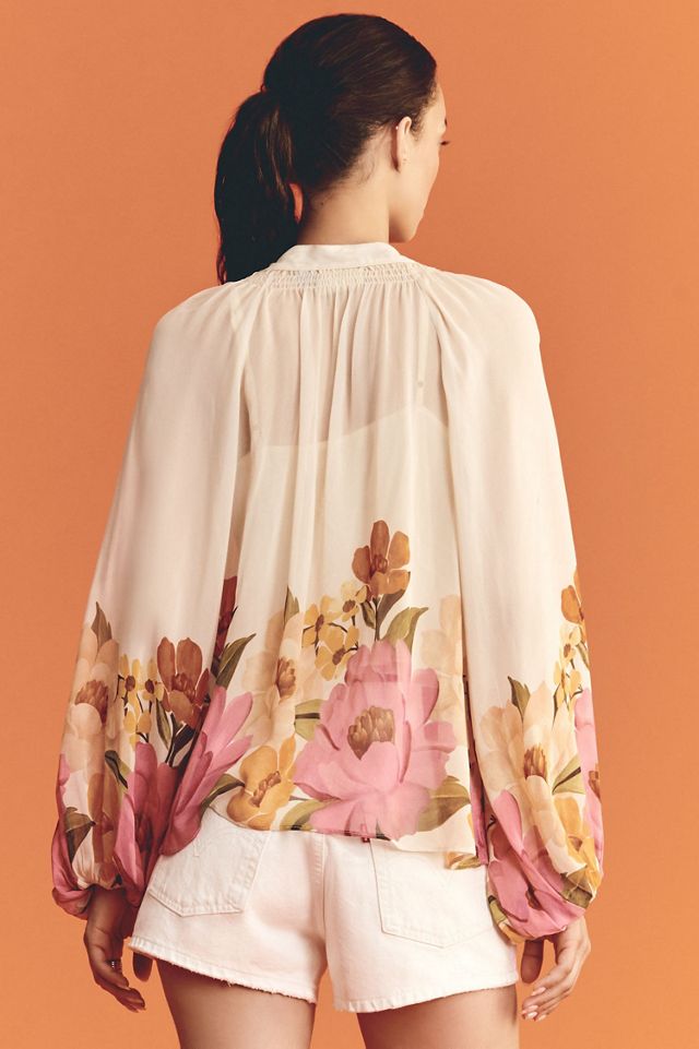 FARM Rio Balloon Sleeve High-Neck Blouse #1