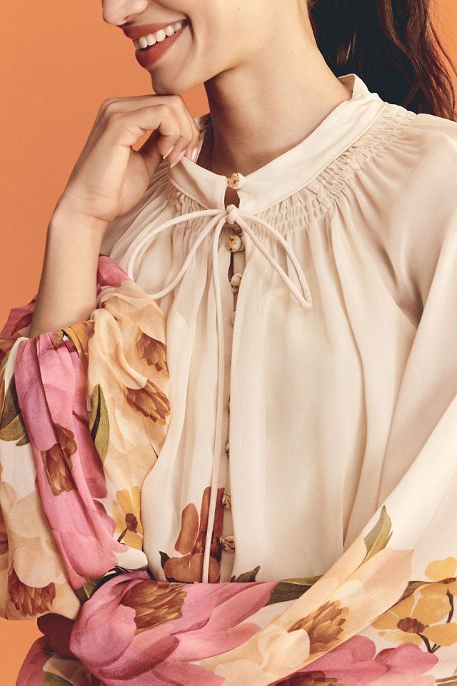 FARM Rio Balloon Sleeve High-Neck Blouse #2