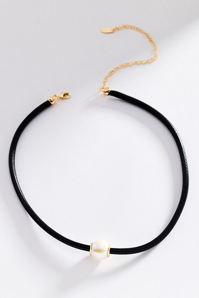 Cord Necklace with Pearl #1
