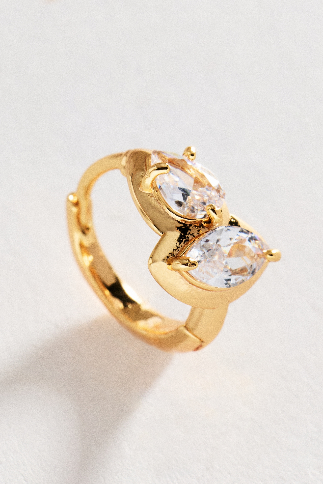 Double Stone Huggie Hoop Earrings