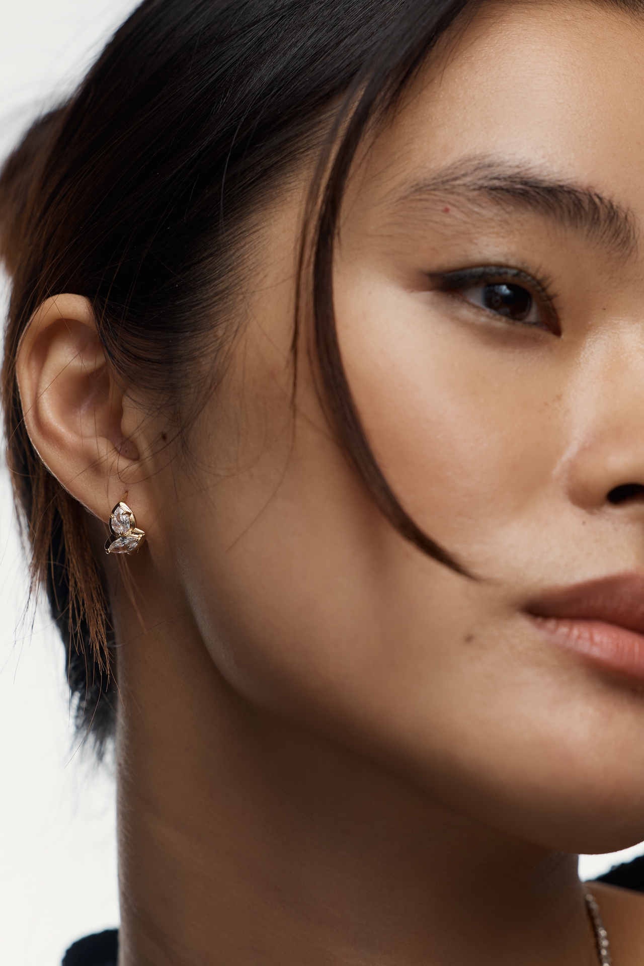 Double Stone Huggie Hoop Earrings