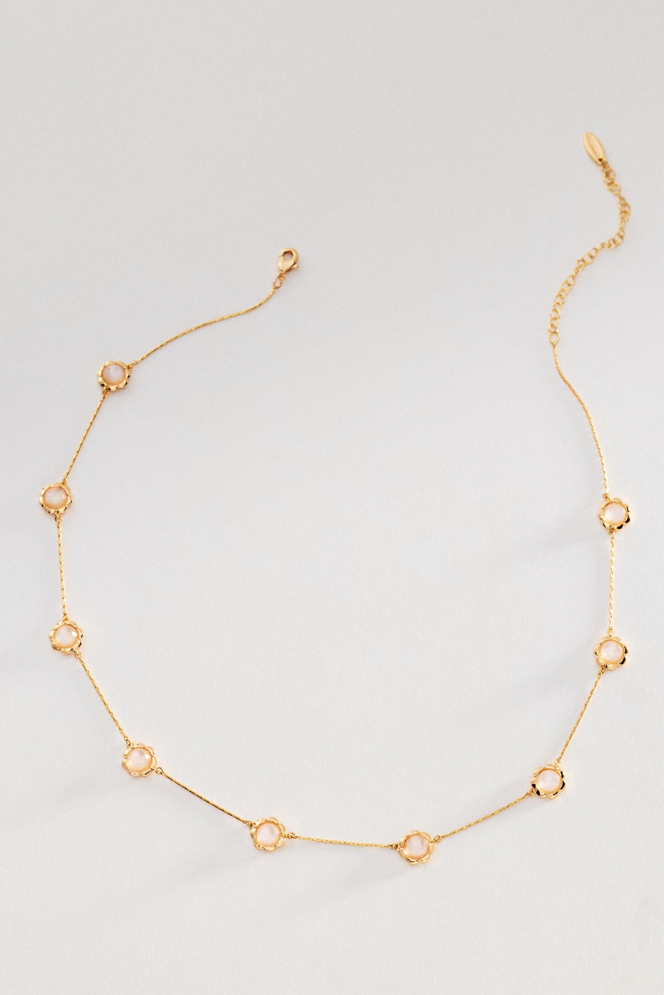 Delicate Dotted Stone Necklace - Pearl, One Size