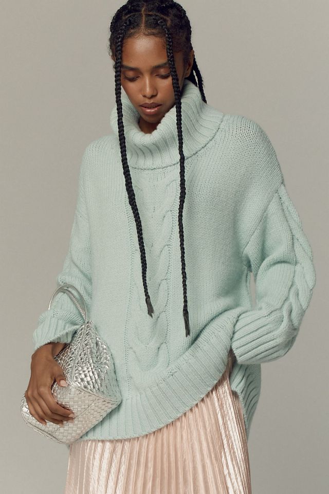 Pilcro Slouchy Cable Turtleneck Sweater | Anthropologie