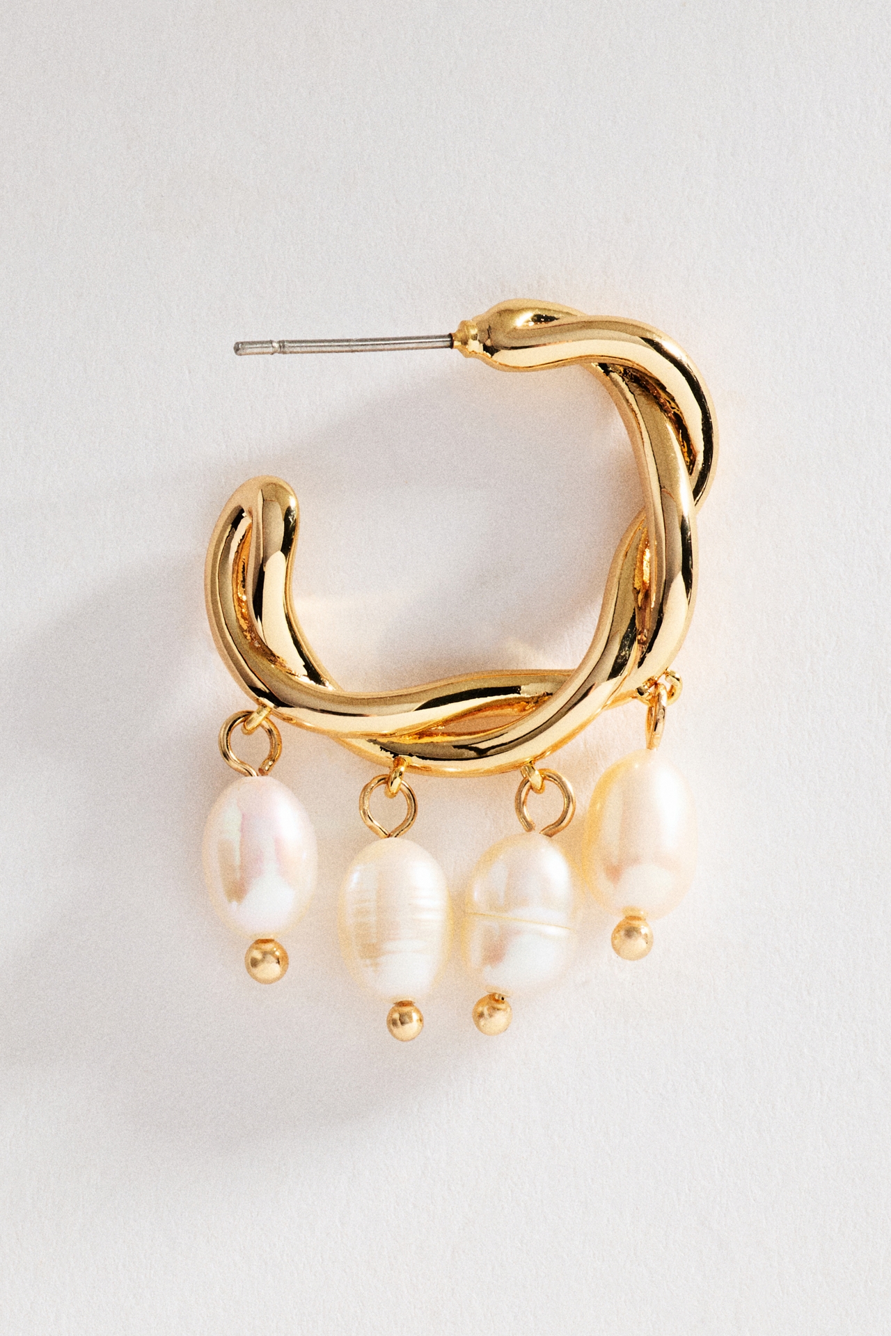 Pearl Twisted Hoop Earrings