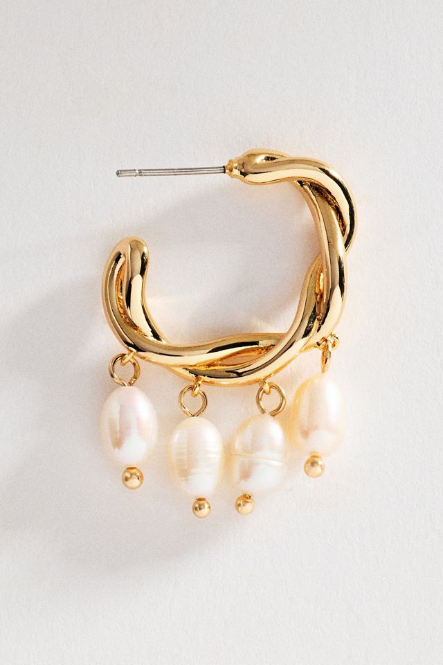 Pearl Twisted Hoop Earrings #1