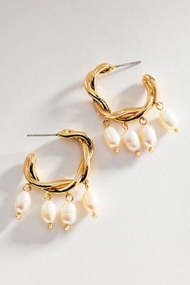 By Anthropologie Pearl Twisted Hoop Earrings