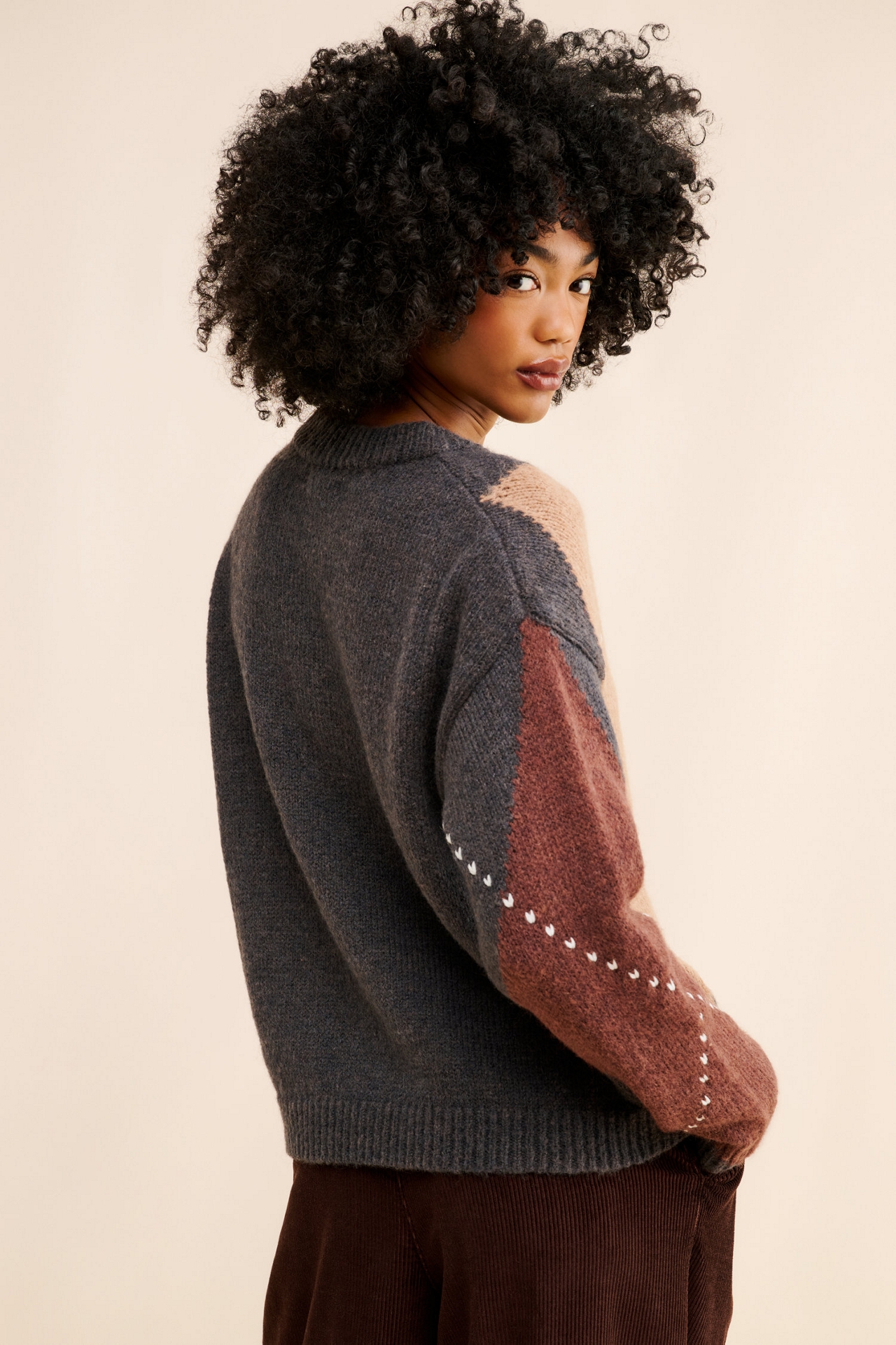 Little Lies Argyle Wool Blend Sweater