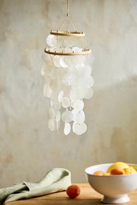Shell Disk Chandelier, White