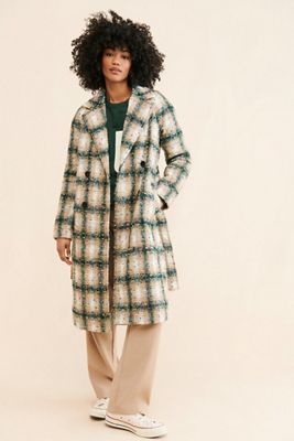 Avec Les Filles Plaid Tweed Coat