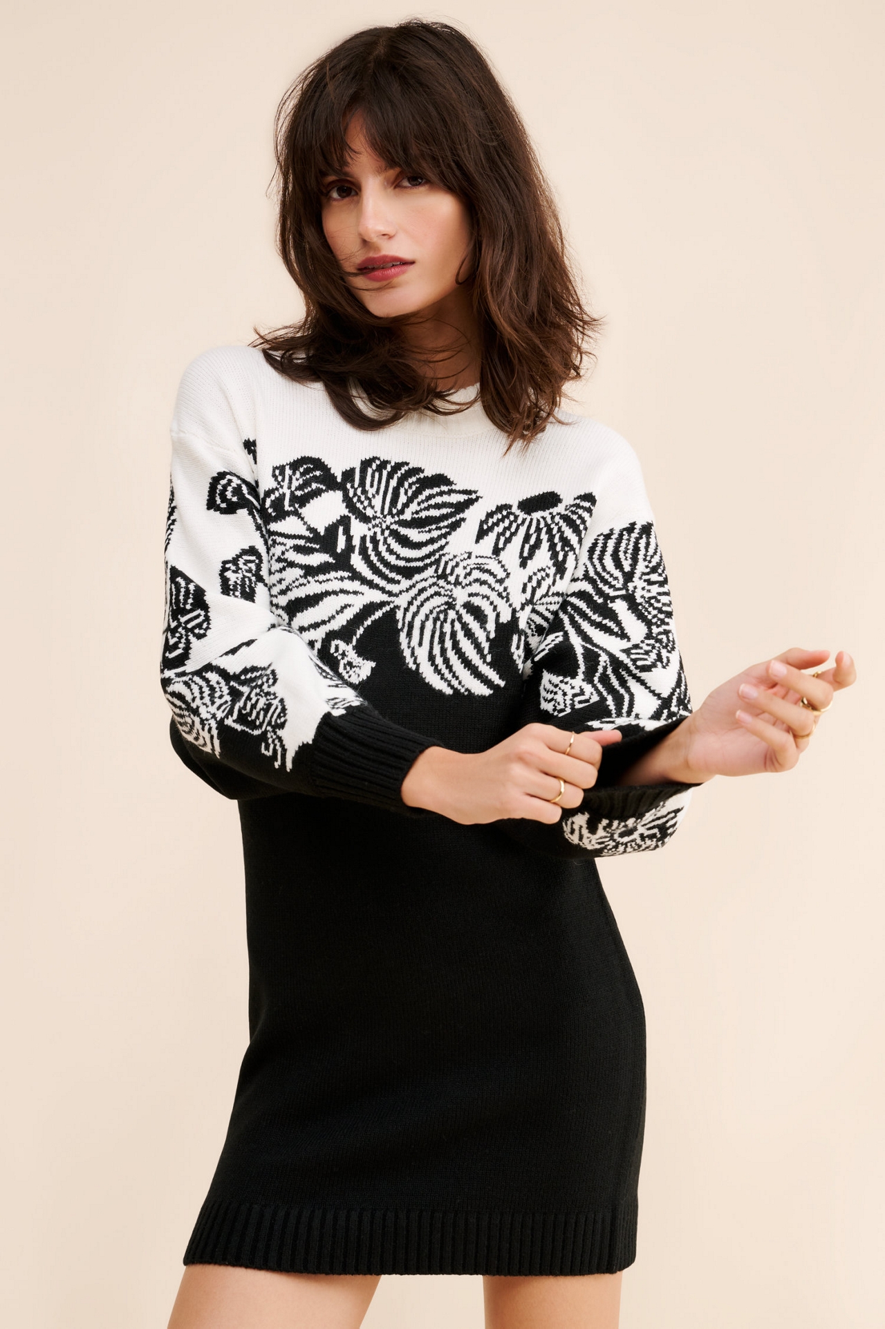 FARM Rio Wool Blend Surrel Garden Knit Sweater Dress