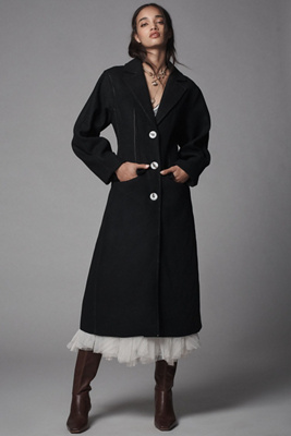 Wool Blend Stitched Topcoat | Anthropologie
