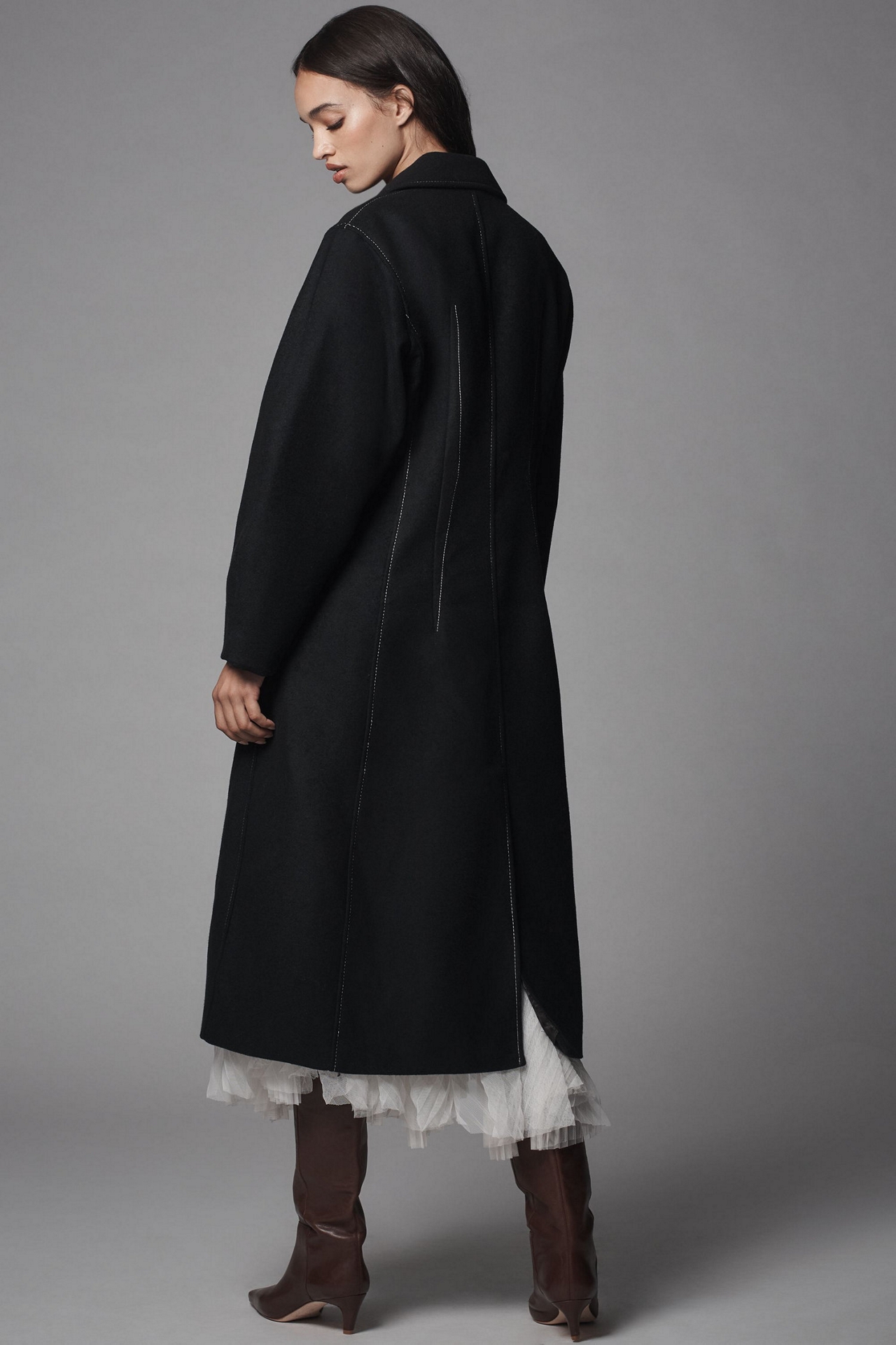 Wool Blend Stitched Topcoat