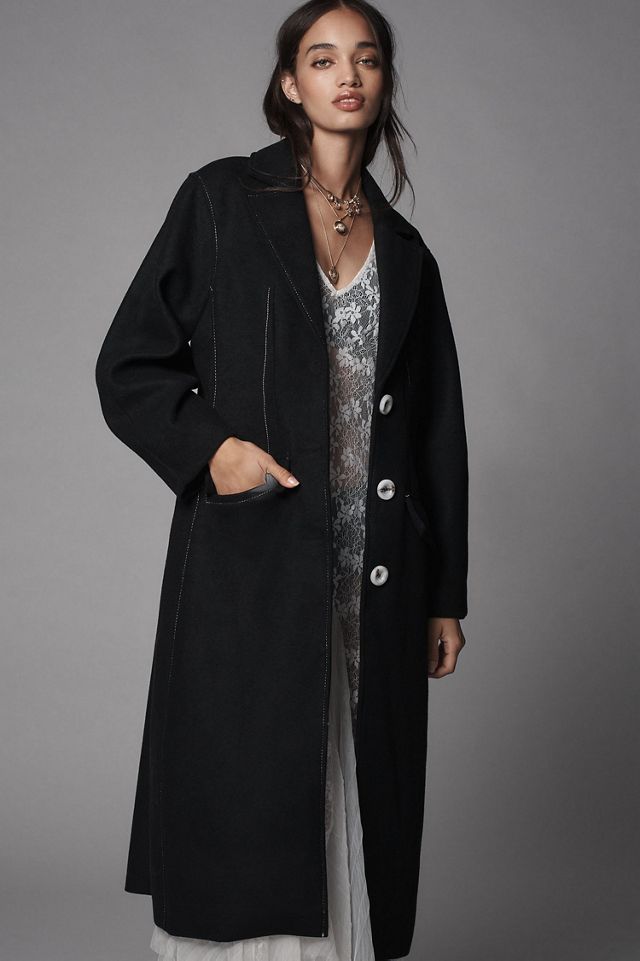 Wool Blend Stitched Topcoat | Anthropologie