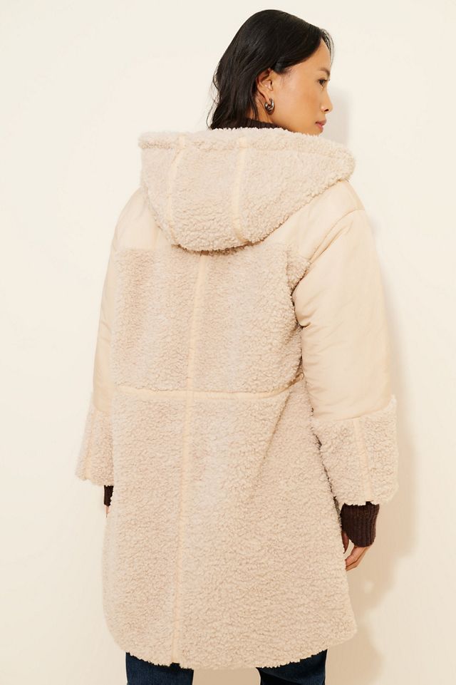 Pilcro Embroidered Hooded Sherpa Coat #1