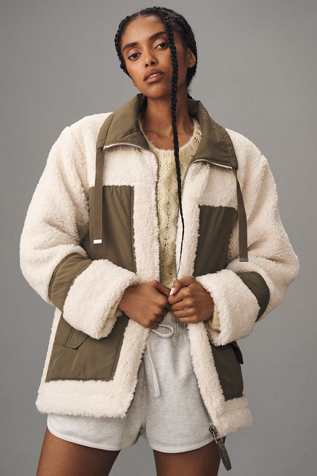 Pilcro Mixed Sherpa Anorak Jacket #4