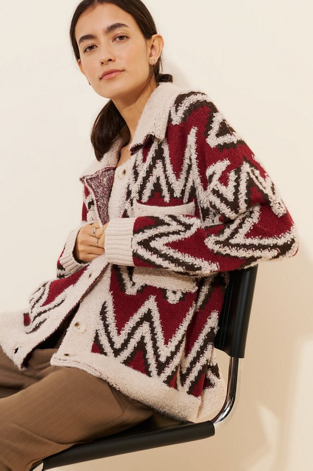 Flat White Button Up Sherpa Jacket #2