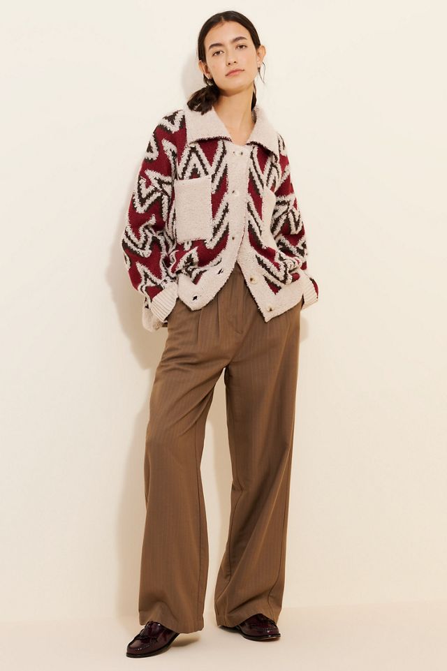 Flat White Button Up Sherpa Jacket #3