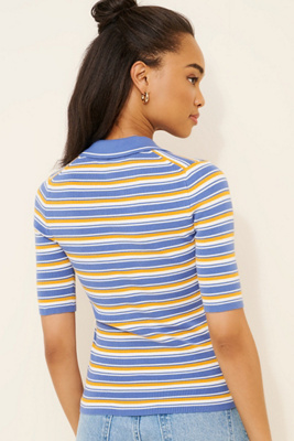 Madewell Stripe Remi Cotton Compact Zip Knit Polo | Anthropologie