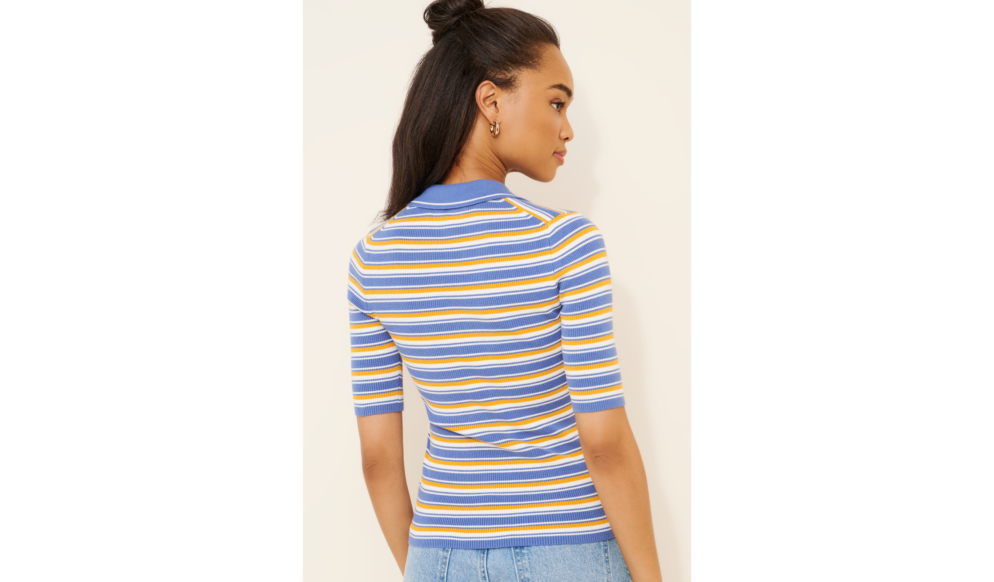 Madewell Stripe Remi Cotton Compact Zip Knit Polo